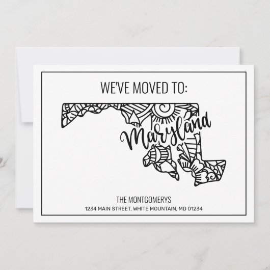 引っ越しましたトゥメリーランド州フローラマンダラホーム 案内状 (正面)