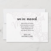 引っ越しましたトゥメリーランド州フローラマンダラホーム 案内状 (裏面)