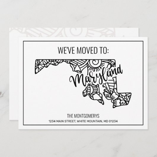 引っ越しましたトゥメリーランド州フローラマンダラホーム 案内状 (正面/裏面)