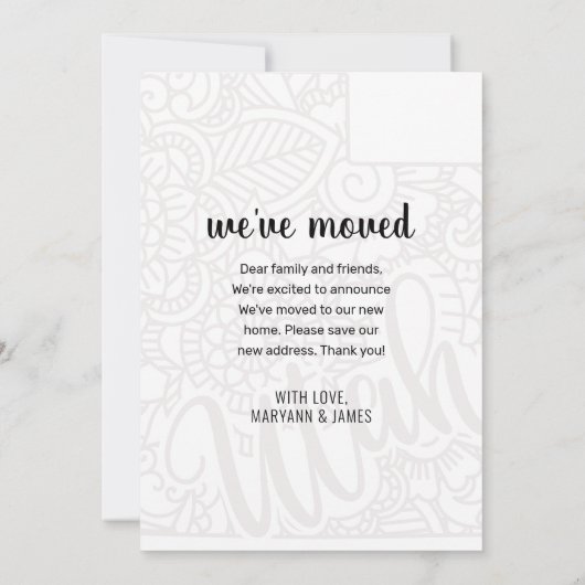 引っ越しましたトゥユタ州フローラマンダラニューホーム 案内状 (裏面)