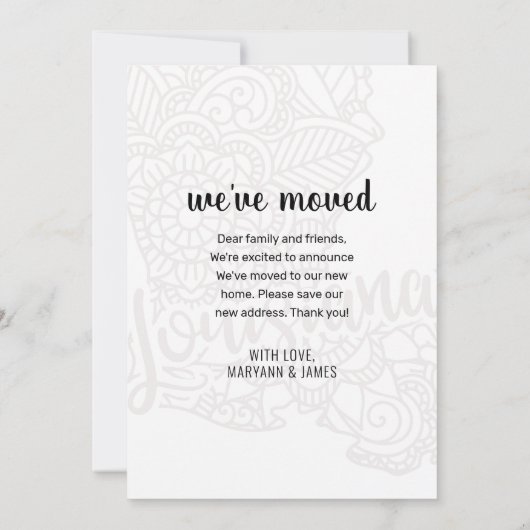 引っ越しましたトゥルイジアナ州フローラマンダラホーム 案内状 (裏面)