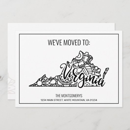 引っ越しましたトゥヴァージニア州フローラ曼荼羅 案内状 (正面/裏面)