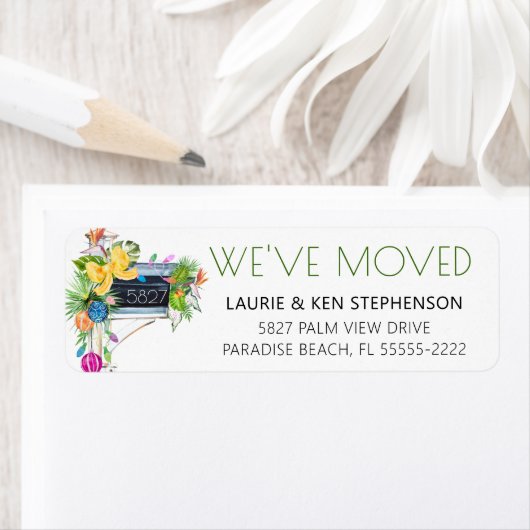 引っ越しましたトロピカルクリスマスホリデーアドレス ラベル (インサイチュ)
