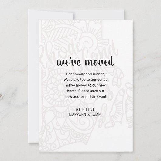 引っ越しましたトロードアイランド州フローラ曼荼羅 案内状 (裏面)