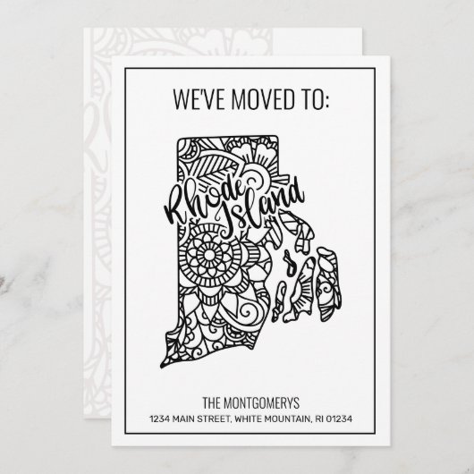 引っ越しましたトロードアイランド州フローラ曼荼羅 案内状 (正面/裏面)