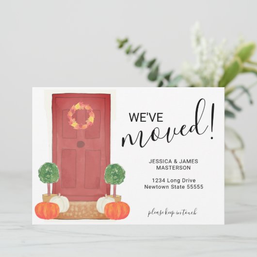 引っ越しましたドアかぼちゃ移動案内カード 案内状 (スタンド正面)