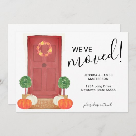 引っ越しましたドアかぼちゃ移動案内カード 案内状 (正面/裏面)