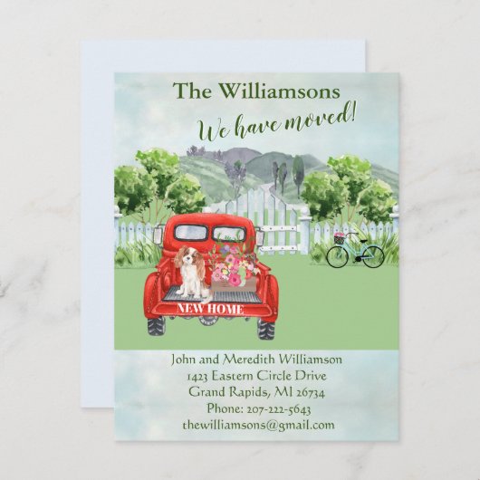 引っ越しましたドッグレッドトラックカントリー側フローラ移動 案内状 (正面/裏面)