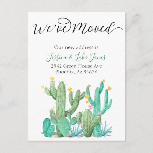 引っ越しましたニューアドレスアナウンスメントハウスサボテン 案内ポストカード (正面)