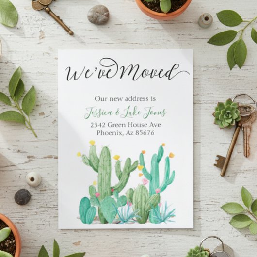 引っ越しましたニューアドレスアナウンスメントハウスサボテン 案内ポストカード