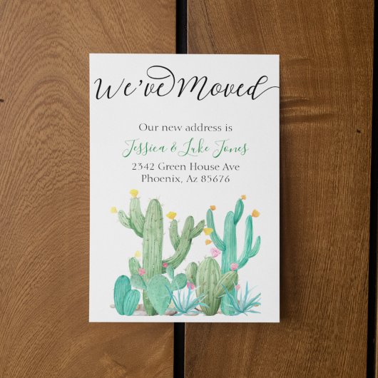 引っ越しましたニューアドレスアナウンスメントハウスサボテン 案内ポストカード