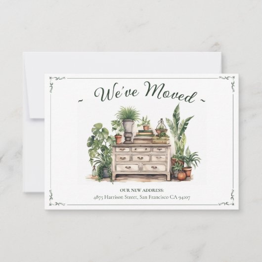 引っ越しましたニューアドレスコージーインテリアウォーターカラー 案内状 (正面)