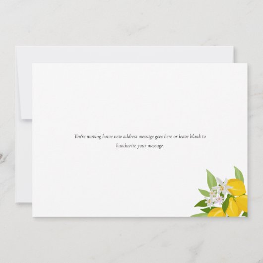引っ越しましたニューホームアドレスレモンの花 案内状 (裏面)