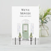 引っ越しましたニューホームウォーターカラーグリーンドアアノウン 案内状 (スタンド正面)