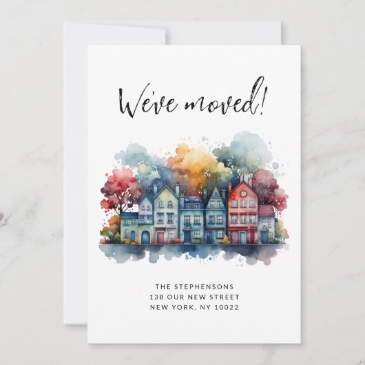 引っ越しましたニューホームカワイトウォーターカラーハウス 案内状 (正面)