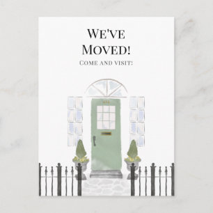 引っ越しましたニューホームシンプルウォーターカラードア ポストカード