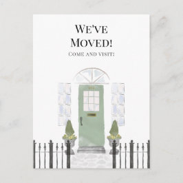 引っ越しましたニューホームシンプルウォーターカラードア ポストカード