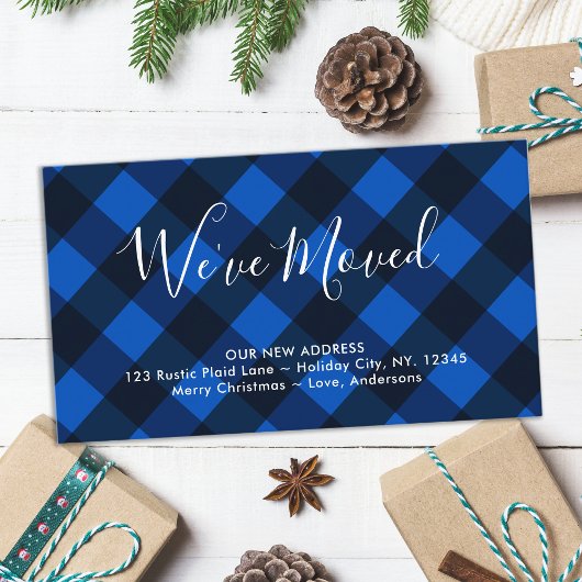 引っ越しましたニューホームブルーバッファロープレイドムービング エンクロージャーカード