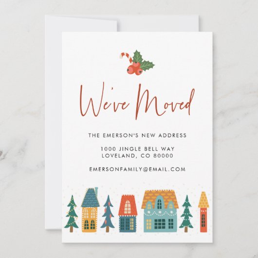 引っ越しましたニューホームホリデーカード シーズンカード (正面)