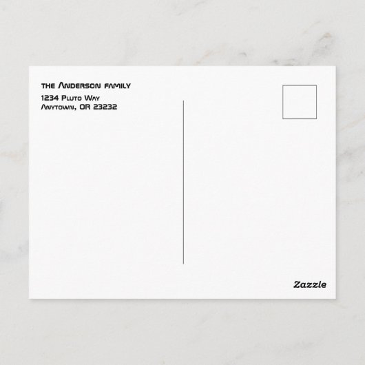 引っ越しましたニューホーム宇宙をテーマ ポストカード (裏面)