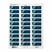 引っ越しましたネイビーブルーフラワー差出人住所ラベル ラベル (フルシート)