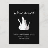 引っ越しましたネコ白黒移動 案内ポストカード (正面)