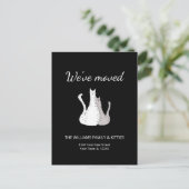 引っ越しましたネコ白黒移動 案内ポストカード (スタンド正面)