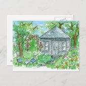 引っ越しましたハウスダフォディルコテージウォーターカラー ポストカード (正面/裏面)