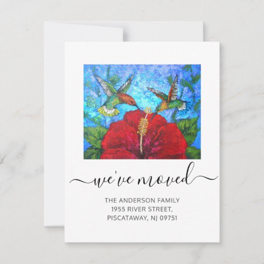 引っ越しましたハミングバード名スクリプト移動 案内状 (正面)