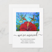 引っ越しましたハミングバード名スクリプト移動 案内状 (正面/裏面)