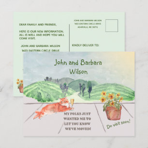 引っ越しましたバジェットカントリー側ファミリーキャットムービング 案内ポストカード