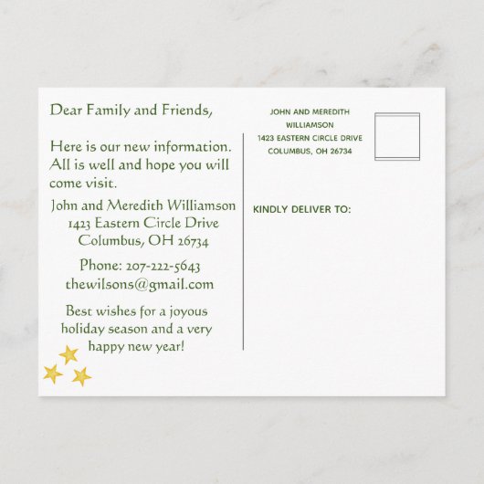 引っ越しましたバジェットクリスマスビレッジムーブ 案内ポストカード (裏面)