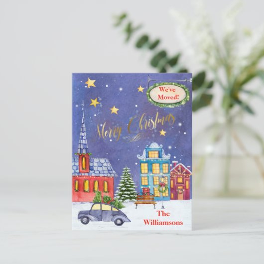 引っ越しましたバジェットクリスマスビレッジムーブ 案内ポストカード (スタンド正面)