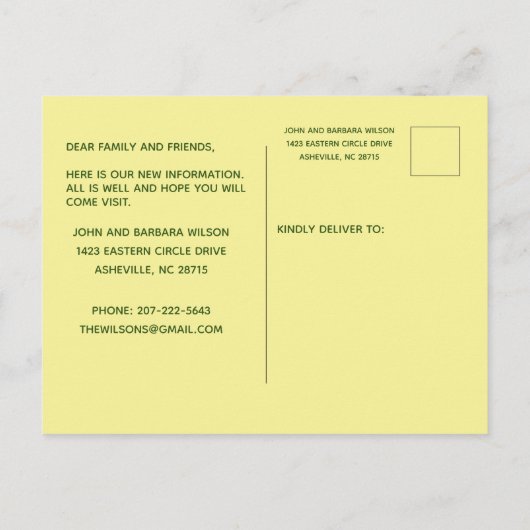 引っ越しましたバジェットシティアパートメントハウスムービング 案内ポストカード (裏面)