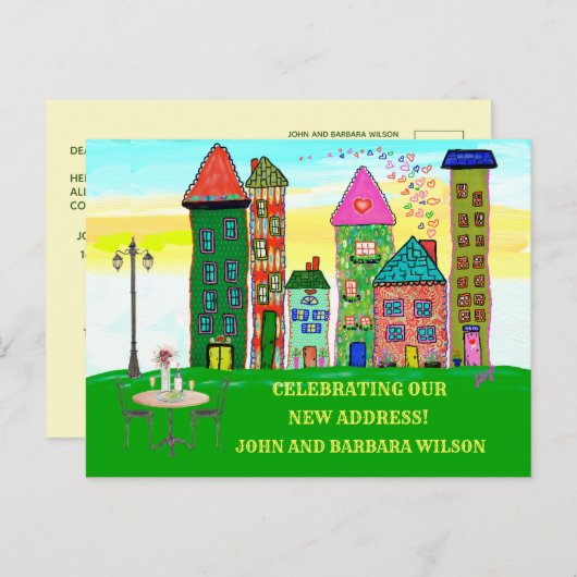 引っ越しましたバジェットシティアパートメントハウスムービング 案内ポストカード (正面/裏面)