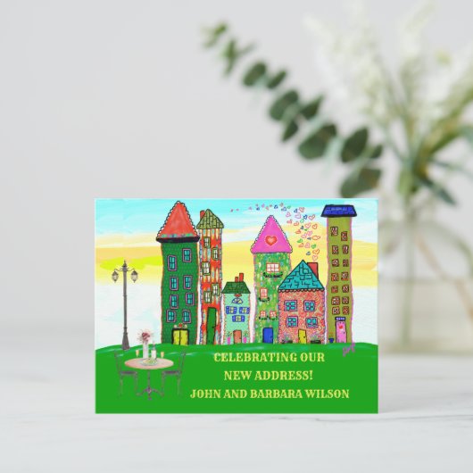 引っ越しましたバジェットシティアパートメントハウスムービング 案内ポストカード (スタンド正面)