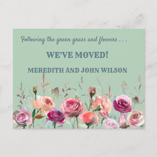 引っ越しましたバジェットユーカリプトゥスグリーンフローラ移動 案内ポストカード (正面)