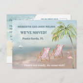 引っ越しましたバジェット水カラービーチ移動 案内ポストカード (正面/裏面)
