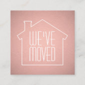 引っ越しましたバラフェイク金ゴールドフォイル筐体カード スクエア名刺 (正面)