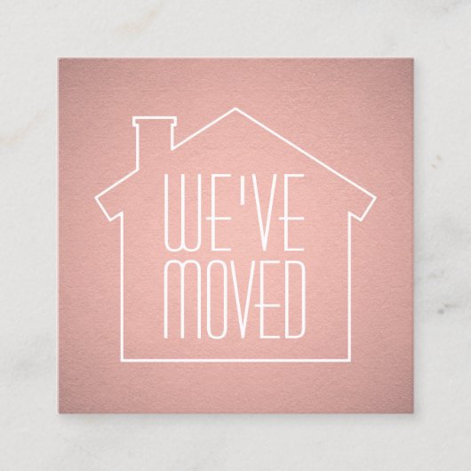 引っ越しましたバラフェイク金ゴールドフォイル筐体カード スクエア名刺 (正面)