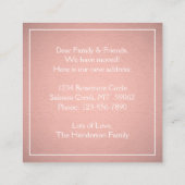 引っ越しましたバラフェイク金ゴールドフォイル筐体カード スクエア名刺 (裏面)