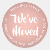 引っ越しましたバラフェイク金ゴールド箔差出人住所 ラウンドシール (正面)