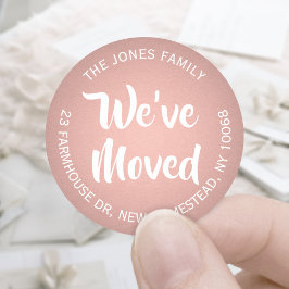 引っ越しましたバラフェイク金ゴールド箔差出人住所 ラウンドシール