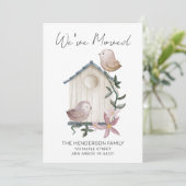 引っ越しましたバードハウスニューホームムービングアナウンスメント 招待状 (スタンド正面)