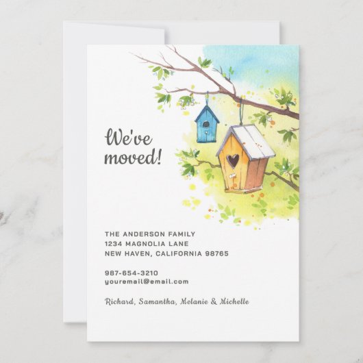 引っ越しましたバードハウス引越し案内 招待状 (正面)