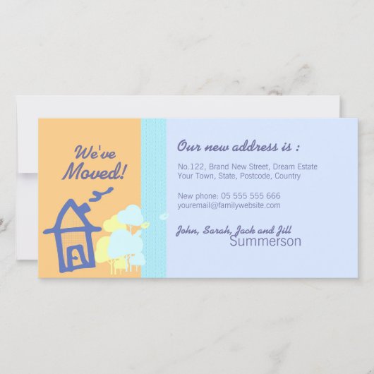 引っ越しましたパステル写真カード 案内状 (正面)