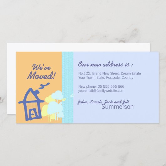 引っ越しましたパステル写真カード 案内状 (正面/裏面)