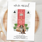 引っ越しましたビーグル赤いドア水の色の犬の移動 案内状