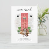 引っ越しましたビーグル赤いドア水の色の犬の移動 案内状 (スタンド正面)