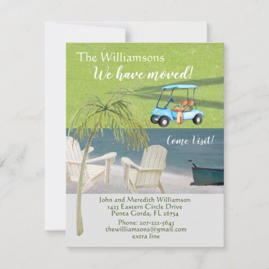 引っ越しましたビーチゴルフバジェット 案内状 (正面)
